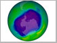 ozone hole over Antarctica (in purple)