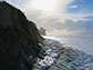 the ocean pounded Sands Beach on the west side of Coal Oil Point