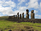 restored statue platform with standing moai