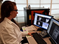 Stephanie Cone examines MRIs of pig knees