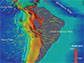 map outlining areas with a temperature at 300 degrees Celsius cooler than the surrounding mantle