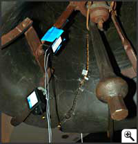 Image of bell sensor inside the bell -- Click to enlarge