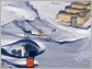 Aerial photo of geodesic dome and new South Pole station