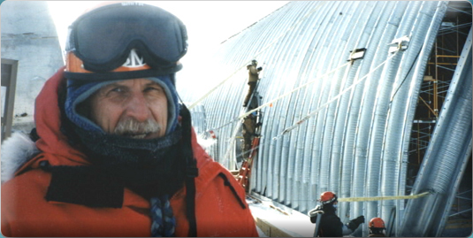 Photo of South Pole station construction chief Jerry Marty