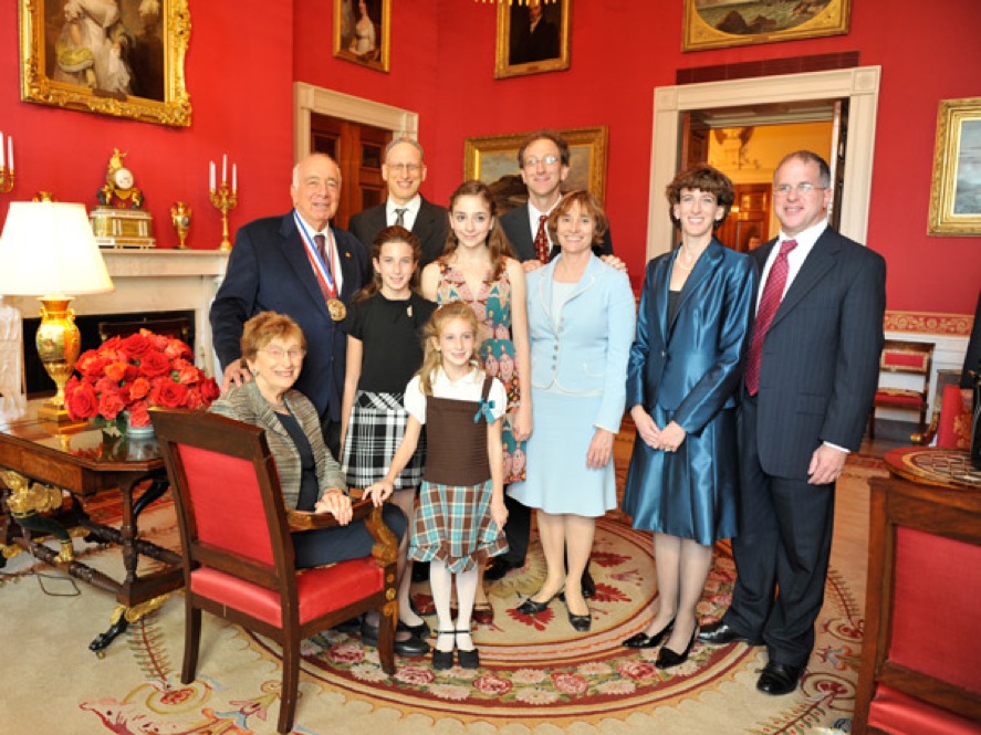 Berni Alder and his family at the White House