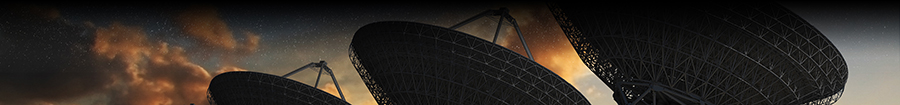radio telescopes in the evening with milky way in the sky