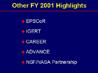 FY2001 Additional Highlights