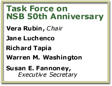 Task Force on NSB 50th Anniversary Vera Rubin,Chair; Jane Lubchenco; Richard Tapia; Warren M.Washington; Susan E.Fannoney,Executive Secretary