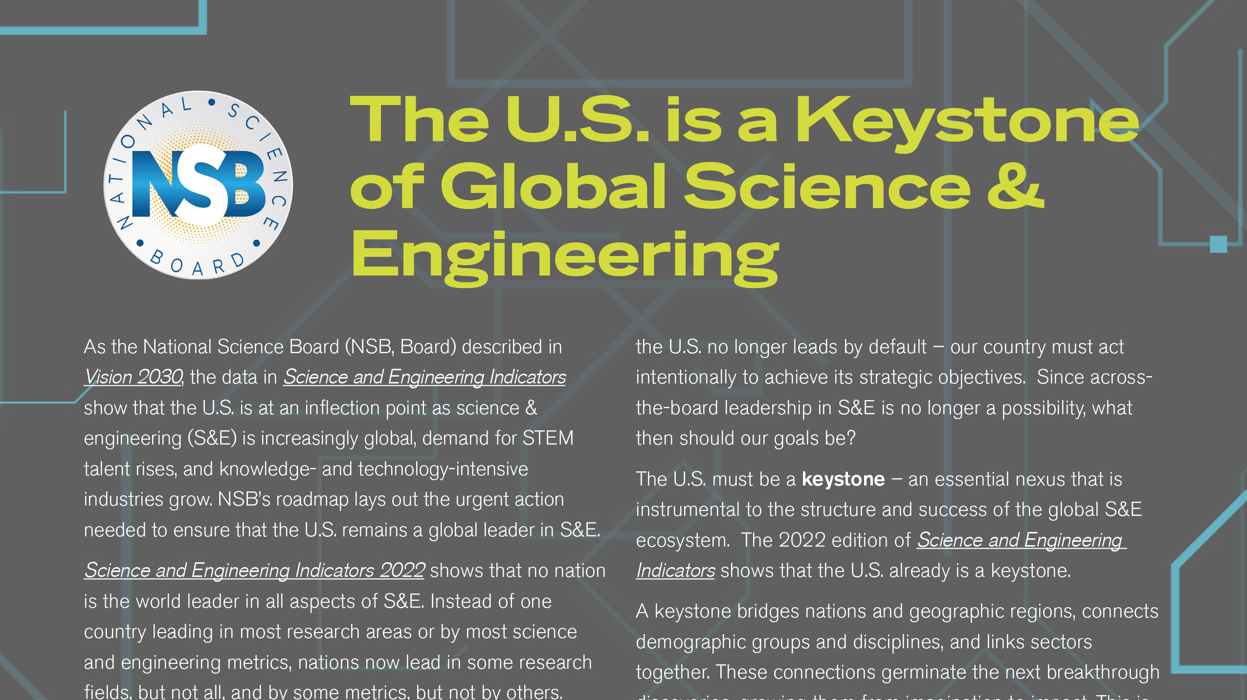 The U.S. is a Keystone of Global Science & Engineering