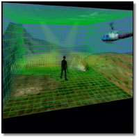 graphic depicts a soldier in an immersive training environment