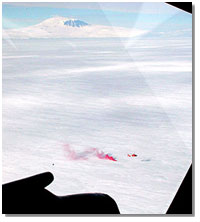 Photo of smoke marker on iceberg