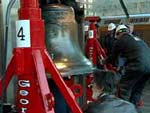 Preparing to lift the Liberty Bell