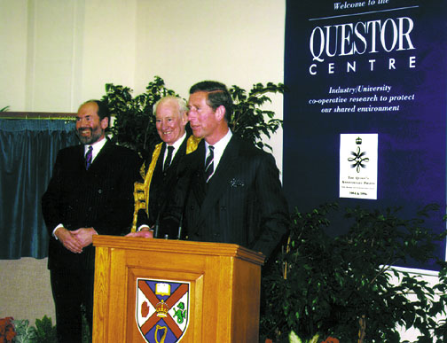 HRH The Prince of Wales addresses the guests at the opening of the QUESTOR Centre.