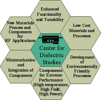 A hexagonal graphic of the Center for Dielectric Studies.